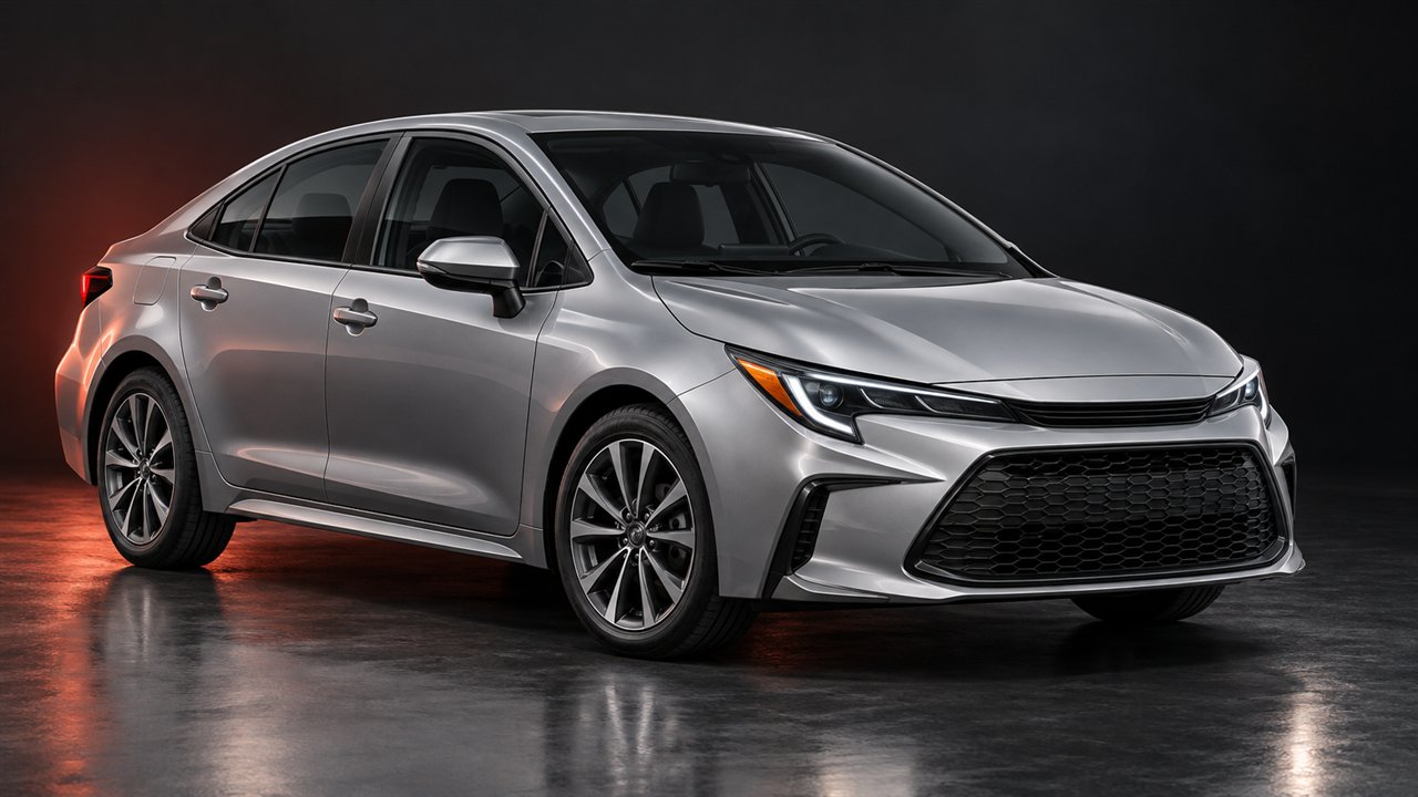 Silver compact hybrid sedan