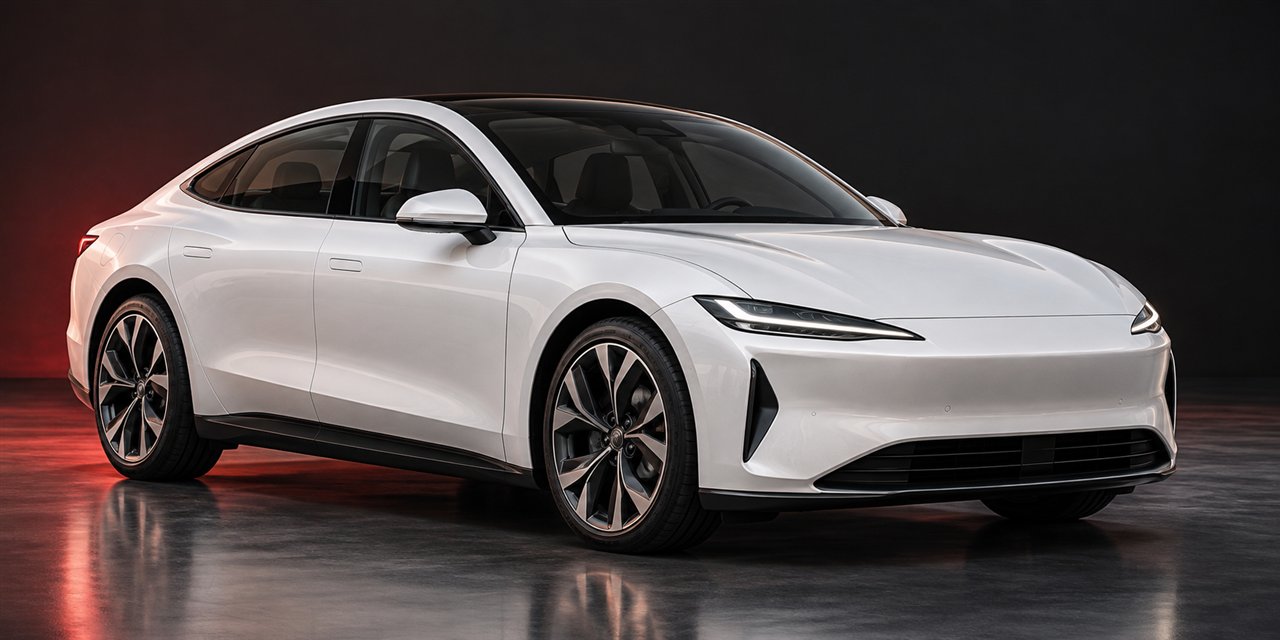White electric sedan
